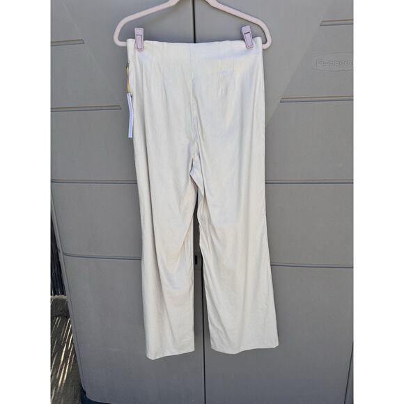 House Of Harlow Linen Blend Wide Leg Pants Sz 8 Cream NWT Preppy Minimalist Neut - Picture 4 of 8